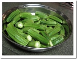 Bhindi with top off and slit vertically