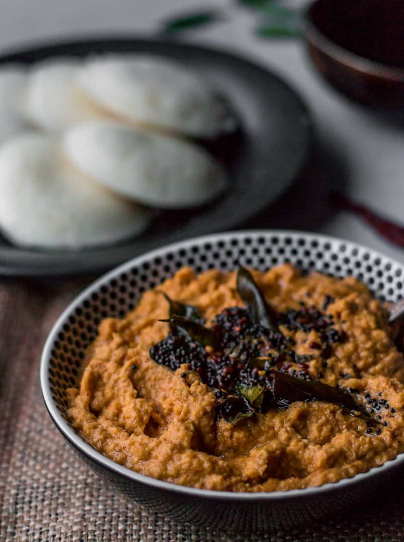 Red Chilli Coconut Chutney Recipe or Red Coconut Chutney is a sweet, spicy and tangy South Indian Style chutney that pairs well with Indian breakfasts such as dosa and idli.