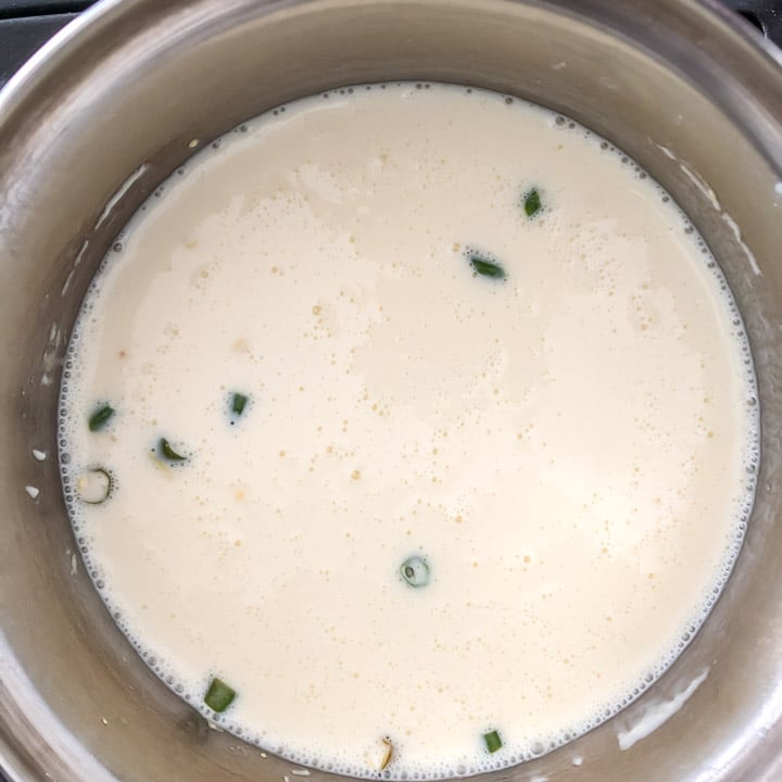 Besan-Yogurt mixture in a saucepan