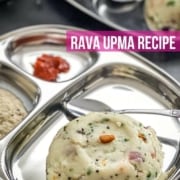 Rava upma served in a steel plate