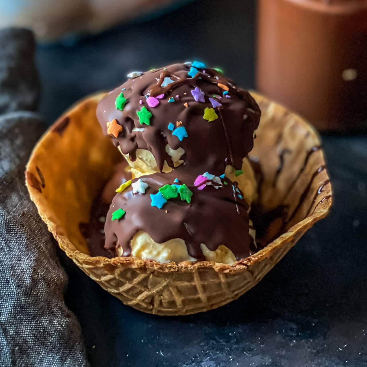 Homemade Chocolate Magic Shell Ice Cream
