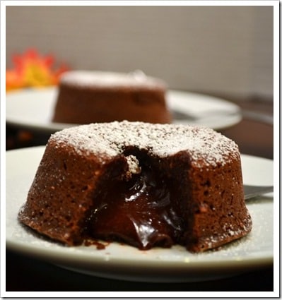 Molten lava cake with chocolate oozing out