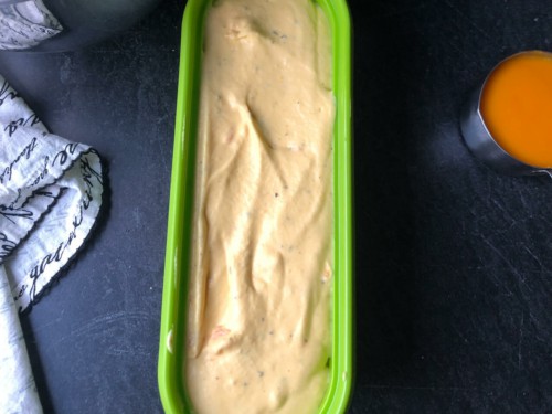 Mango ice-cream in a green container