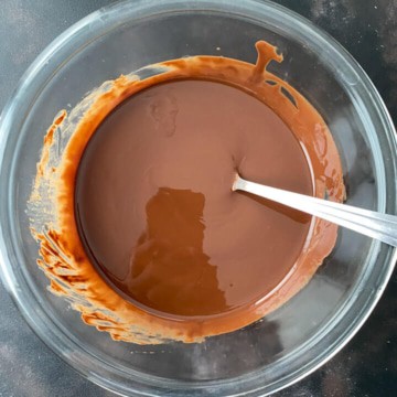 Chocolate sauce in a glass bowl