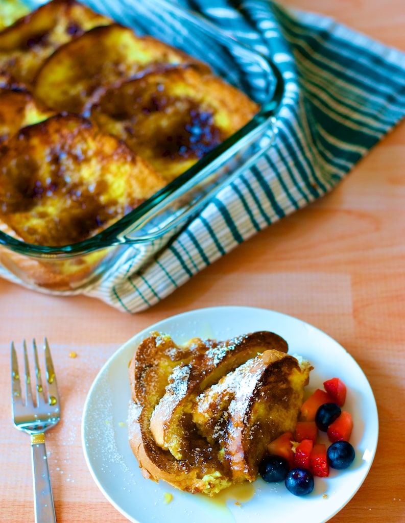 Prep for this Baked French Toast right before bed and enjoy a weekend style breakfast on any weekday morning.