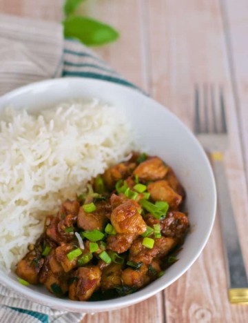 Basil chicken is a classic Thai take out food that is both quick and easy to make and will satisfy your cravings for Thai food in a pinch. 
