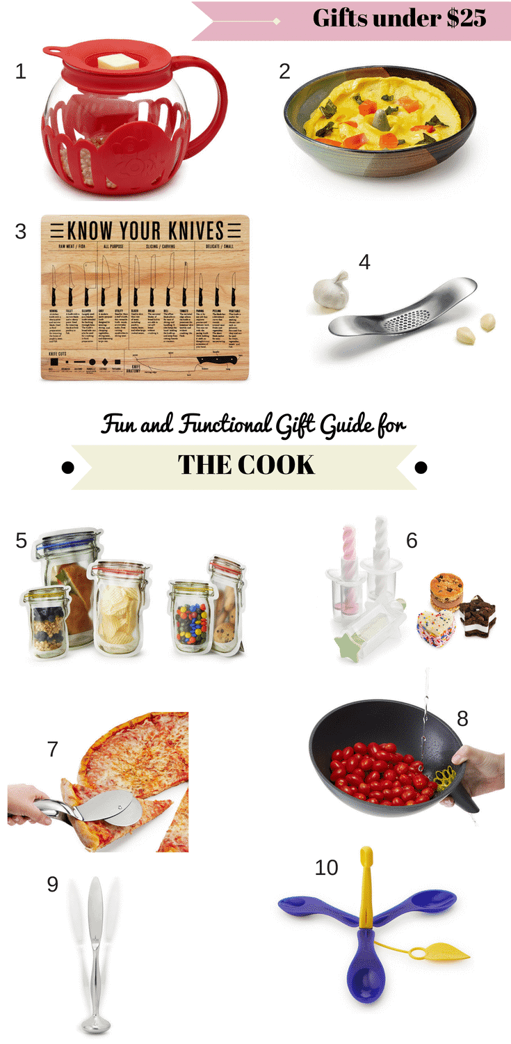 Creative kitchen gift ideas for cooks - You will love gifting these fun, time-saving and functional kitchen and cooking gifts that all cost less than $25.