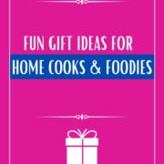 Pink background with caption that reads 10+ gift ideas for the cooks in your life