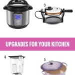 A collection of kitchen devices with text overlay upgrades for your kitchen