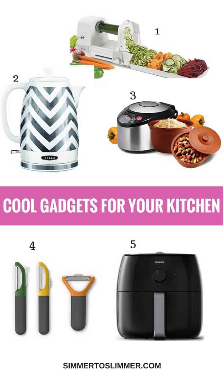 A collage of images with kitchen gadgets with text overlay cool gadgets for your kitchen