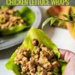 Chicken lettuce wraps held in a palm