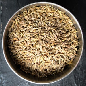 An overhead shot of cumin seeds