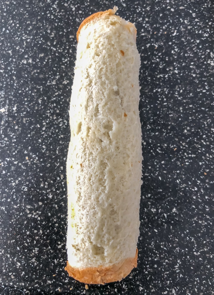 A rolled bread slice