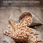 A spoonful of chickpeas and a title which reads Pulse 101 - a guide to beans, lentils and peas