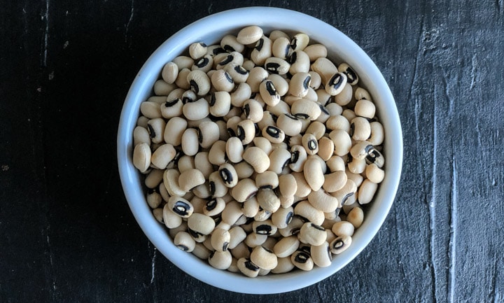 Black eyed peas in a white bowl