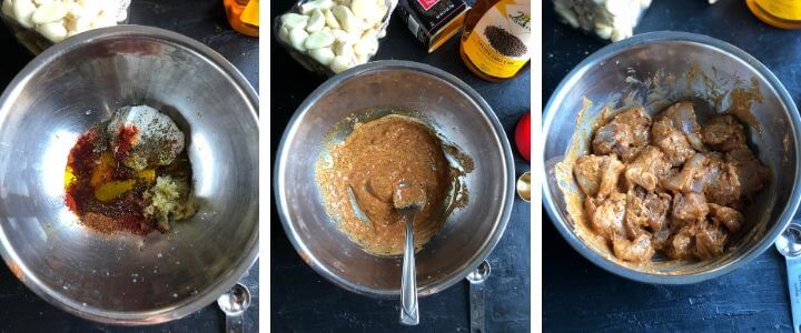 Steps to make Tandoori Chicken Tikka Marinade depicted in a collage