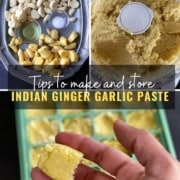 A collage of images showing how to make ginger garlic paste