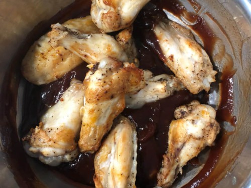 Chicken wings in bbq sauce.
