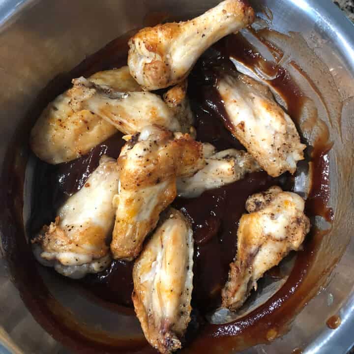 Chicken wings in bbq sauce.