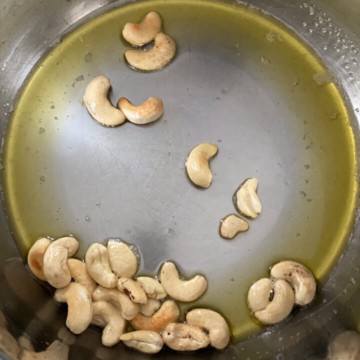cashews being fried in ghee in an Instant Pot