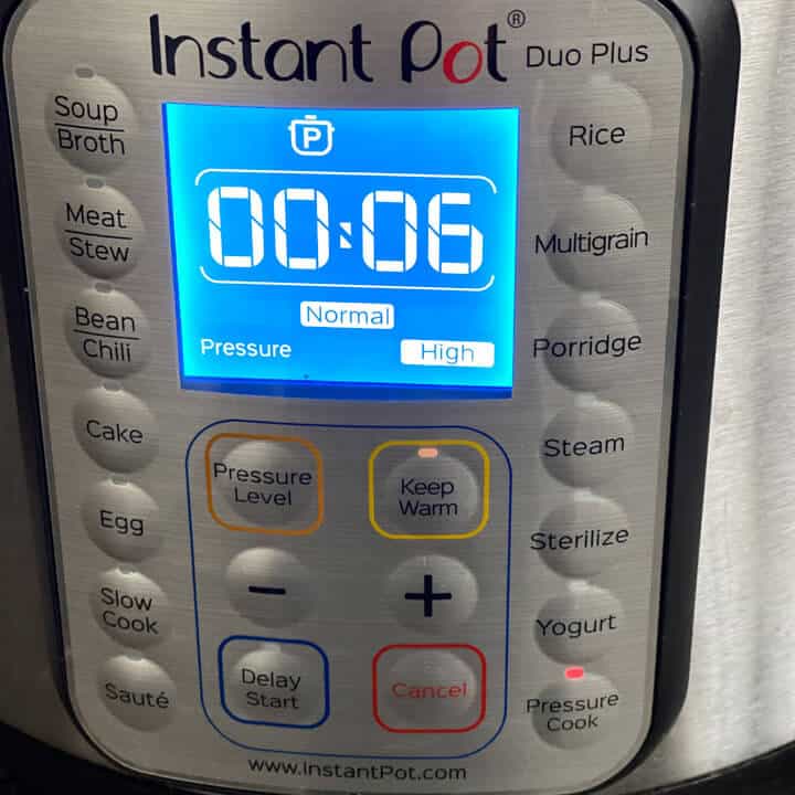 Instant Pot Cooking Time shown as 6 minutes