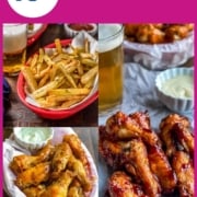 A collage of images wit caption 10+ easy appetizers for super bowl