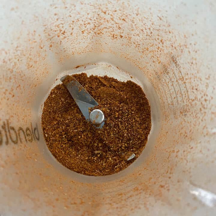 Blended spices in a blender.