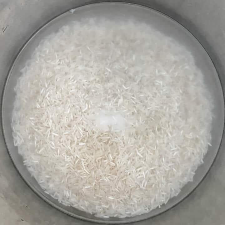 instant pot cilantro lime rice soaking in water inside Instant Pot insert