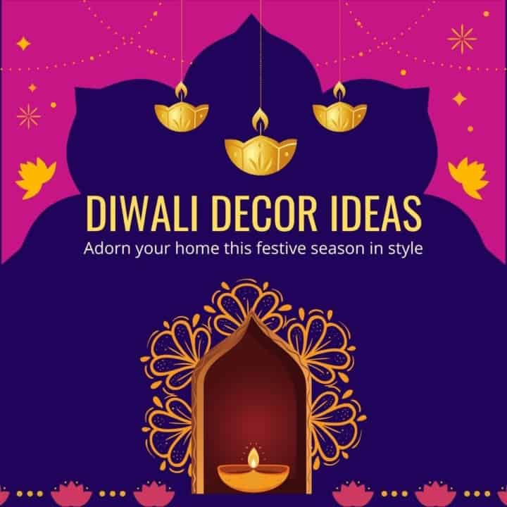A stock image with diyas and a caption - Diwali Decor Ideas: Adorn your home this festive season in style