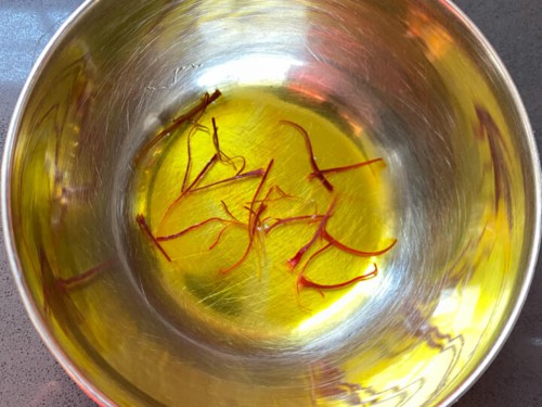 Saffron soaked in warm water