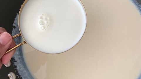 Milk added to condensed milk-ricotta mixture