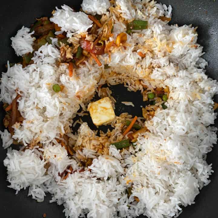 Cooked Basmati rice added with butter