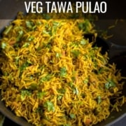Tawa pulao dish with caption veg tawa pulao