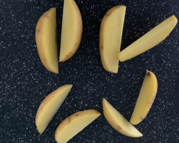 Potatoes cut into wedges