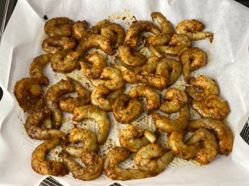 Shrimp coated in a Mexican seasoning blend.
