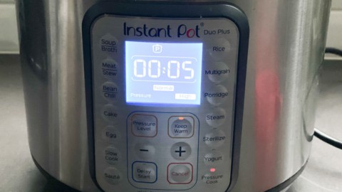 Instant pot with a five minute timer.