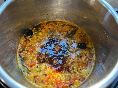 Cooked dal in an Instant Pot.