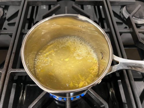 Boiling water with ginger.