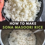 A bowl of fluffy Sona Masoori Rice.