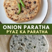 A stack of onion paratha.