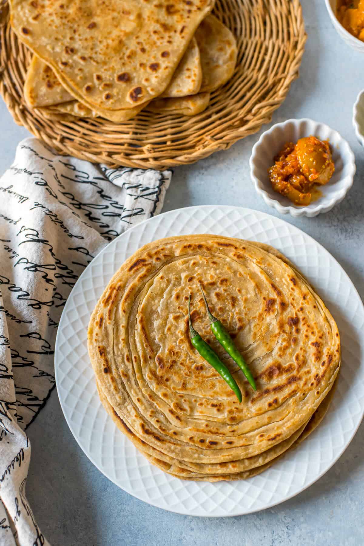 A stack of parathas.