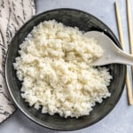 Fluffy and sticky sushi rice cooked in the Instant Pot.
