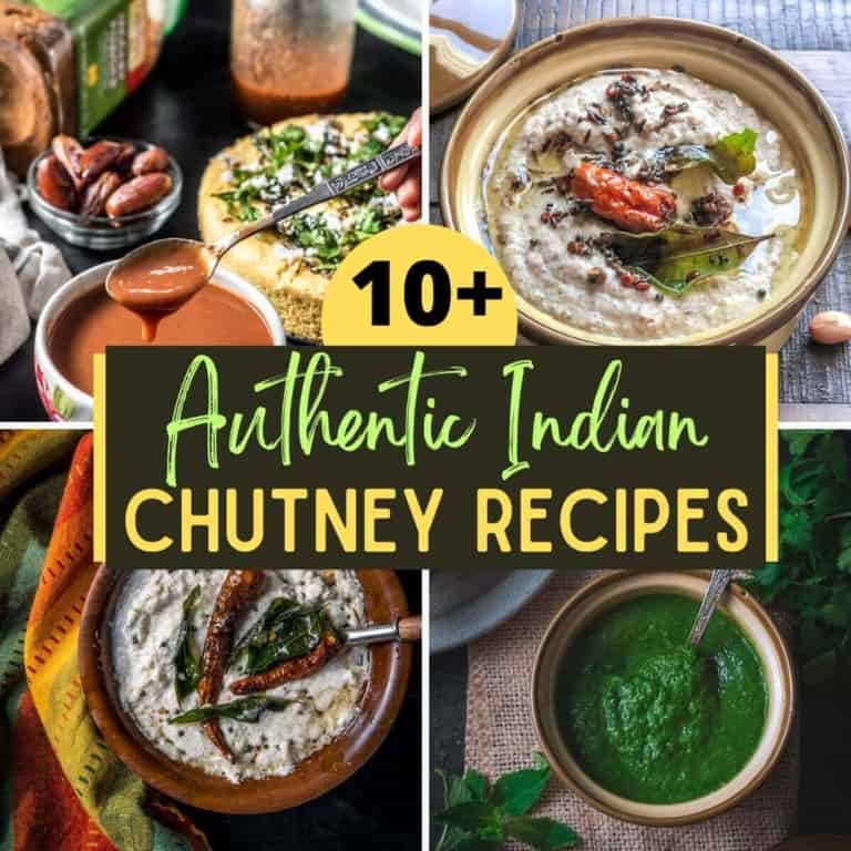 A collage of 4 images with caption 10+ Authentic Indian Chutney Recipes