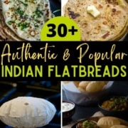 A collage of 4 images with caption 30+ Authentica and popular Indian flatbreads