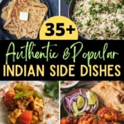 A collage of 4 images with the caption authentic and popular Indian side dishes